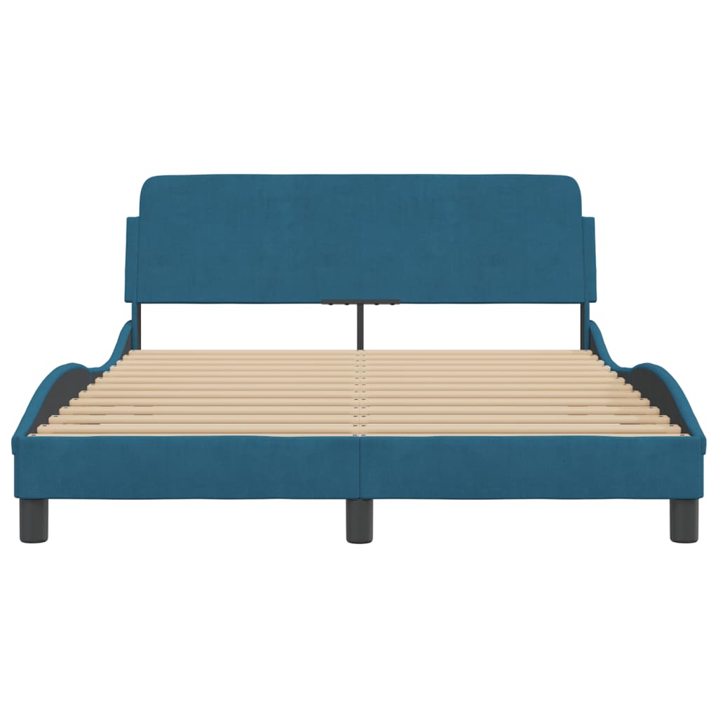 Bedframe met hoofdeinde "Dover" fluweel blauw 120x200 cm is nu te koop bij PeponiXL, paradijselijk wonen!