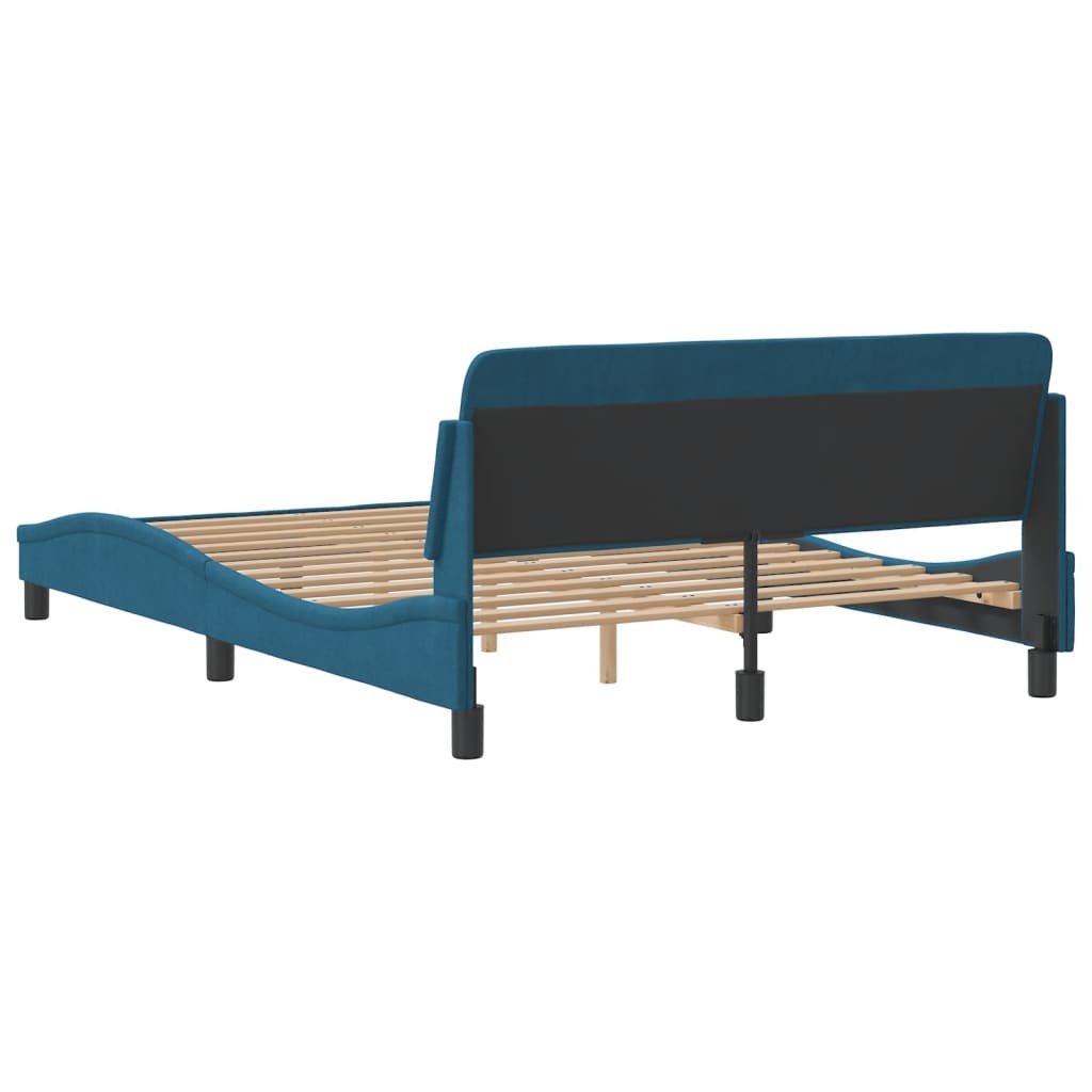 Bedframe met hoofdeinde "Dover" fluweel blauw 120x200 cm is nu te koop bij PeponiXL, paradijselijk wonen!