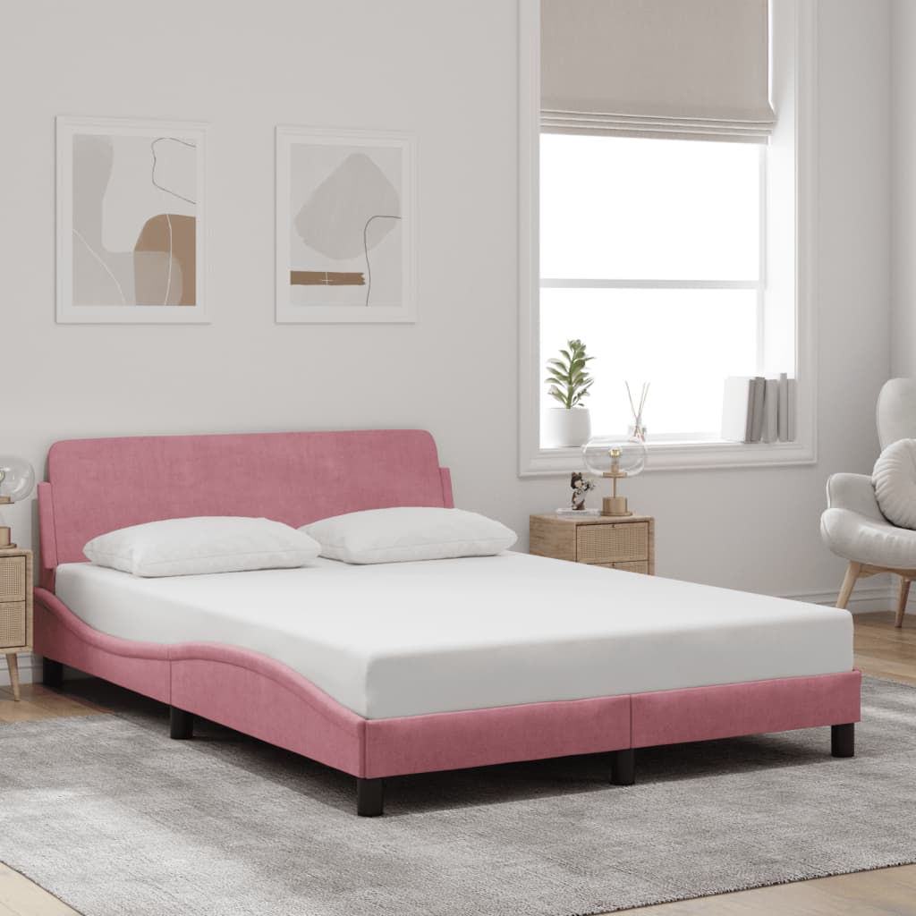 Bedframe met hoofdeinde "Dover" 120x200 cm fluweel roze is nu te koop bij PeponiXL, paradijselijk wonen!