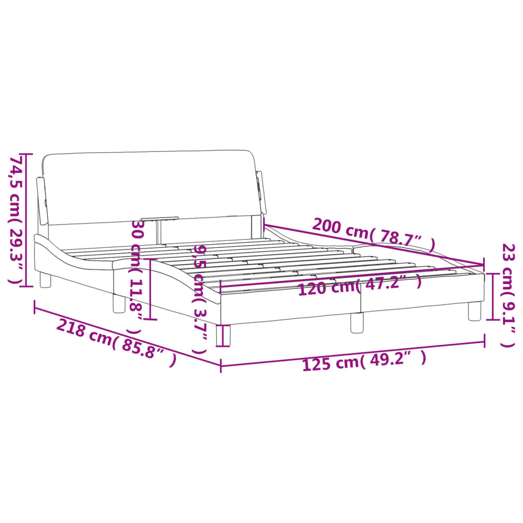 Bedframe "Dover" kunstleer grijs 120x200 cm is nu te koop bij PeponiXL, paradijselijk wonen!