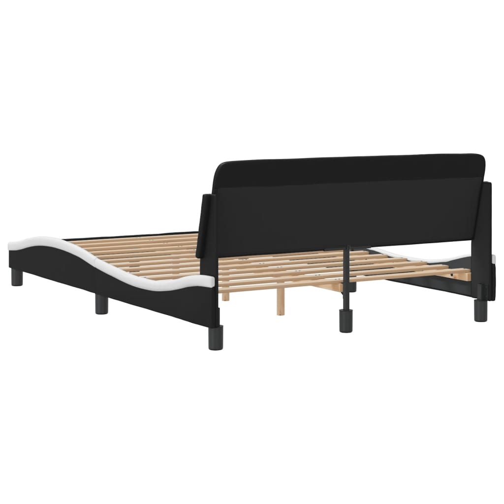 Bedframe "Dover" kunstleer zwart en wit 120x200 cm is nu te koop bij PeponiXL, paradijselijk wonen!