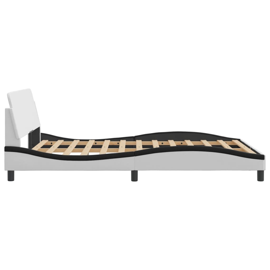 Bedframe "Dover" kunstleer zwart en wit 120x200 cm is nu te koop bij PeponiXL, paradijselijk wonen!