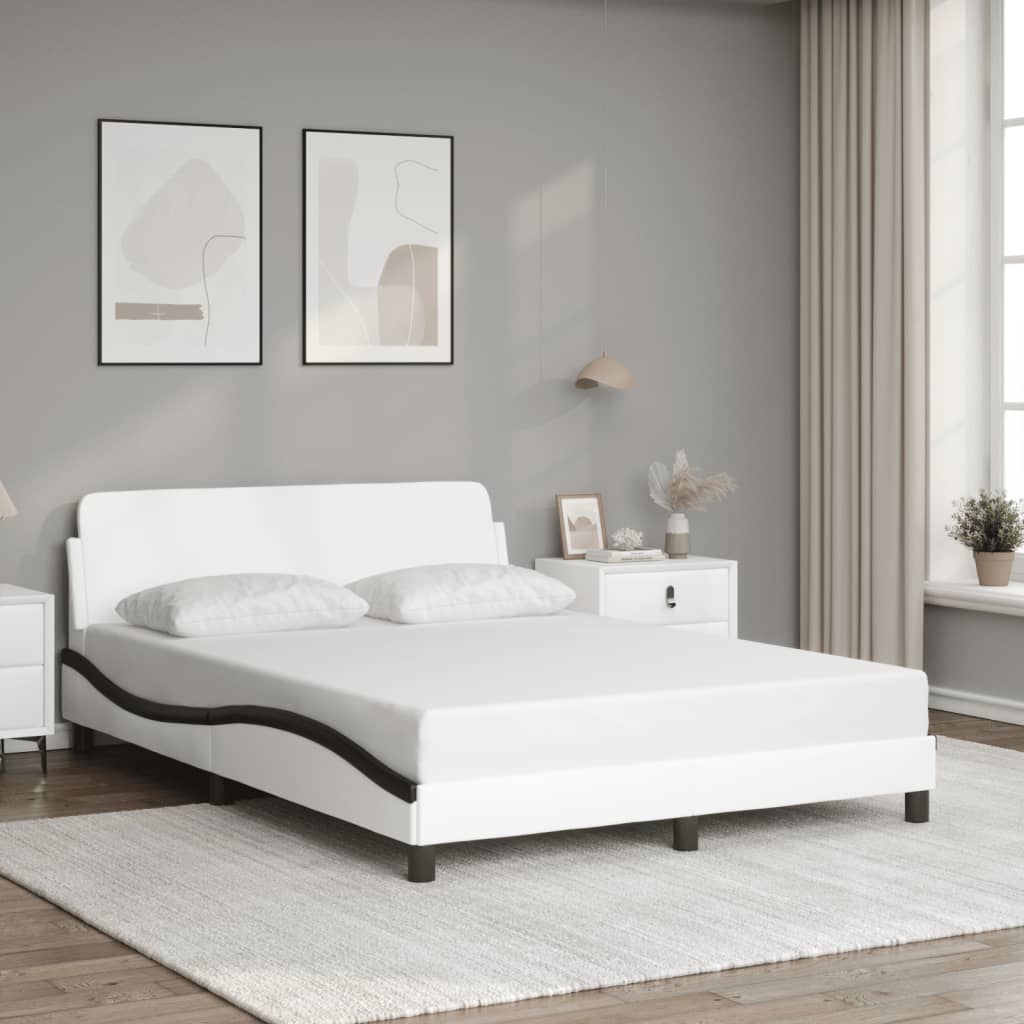Bedframe "Dover" kunstleer zwart en wit 120x200 cm is nu te koop bij PeponiXL, paradijselijk wonen!