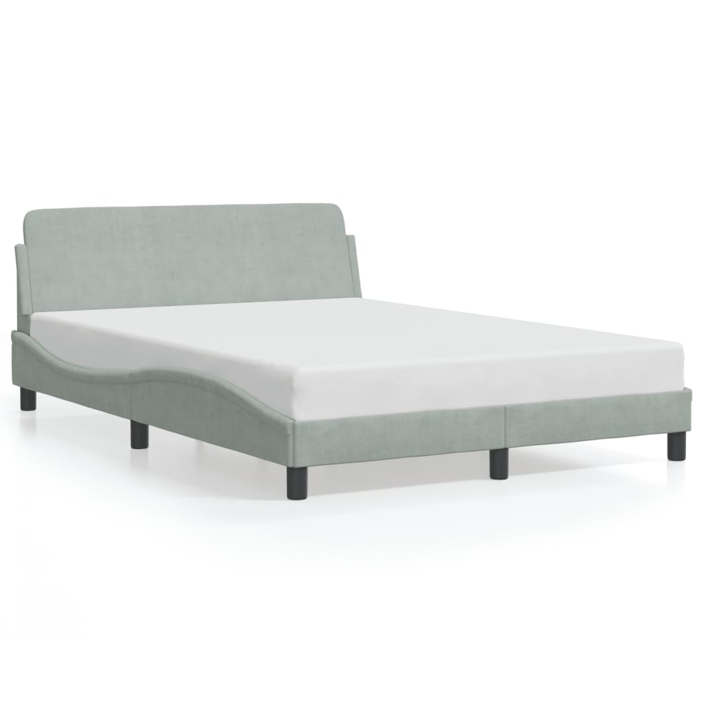 Bedframe "Dover" 140x190 cm fluweel lichtgrijs is nu te koop bij PeponiXL, paradijselijk wonen!