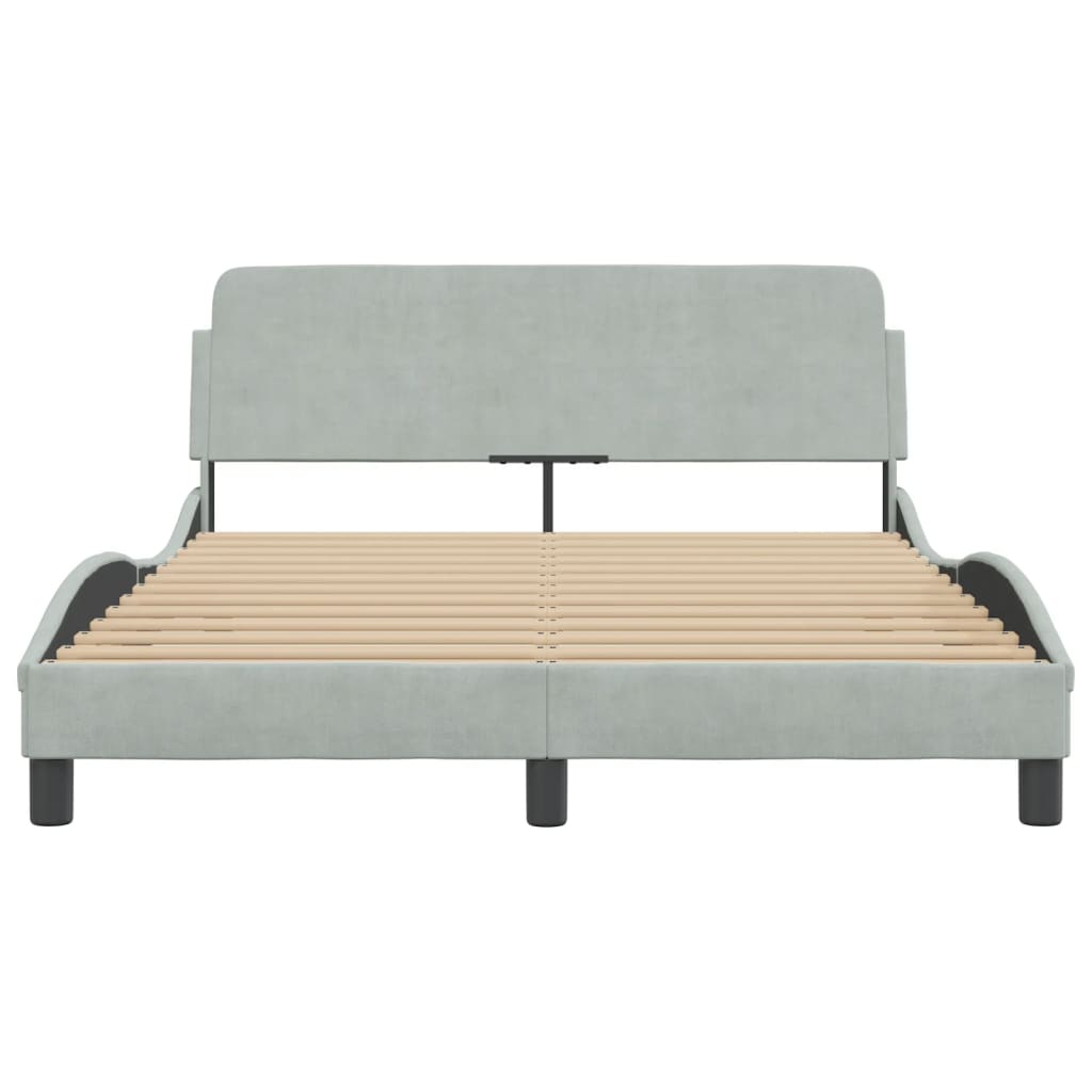 Bedframe "Dover" 140x190 cm fluweel lichtgrijs is nu te koop bij PeponiXL, paradijselijk wonen!