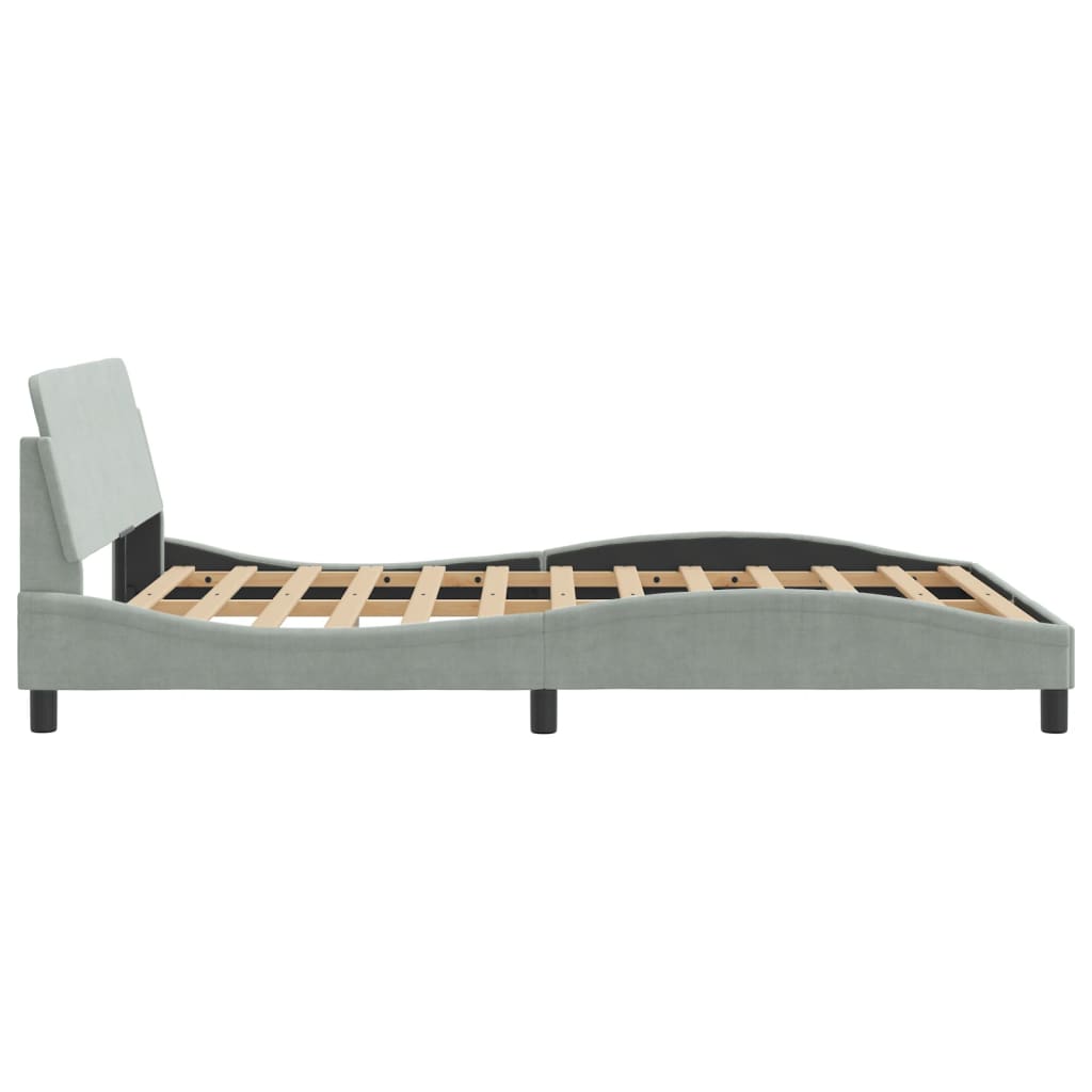 Bedframe "Dover" 140x190 cm fluweel lichtgrijs is nu te koop bij PeponiXL, paradijselijk wonen!