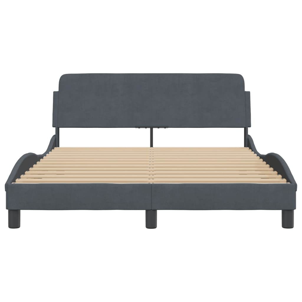 Bedframe "Dover" 140x190 cm fluweel donkergrijs is nu te koop bij PeponiXL, paradijselijk wonen!