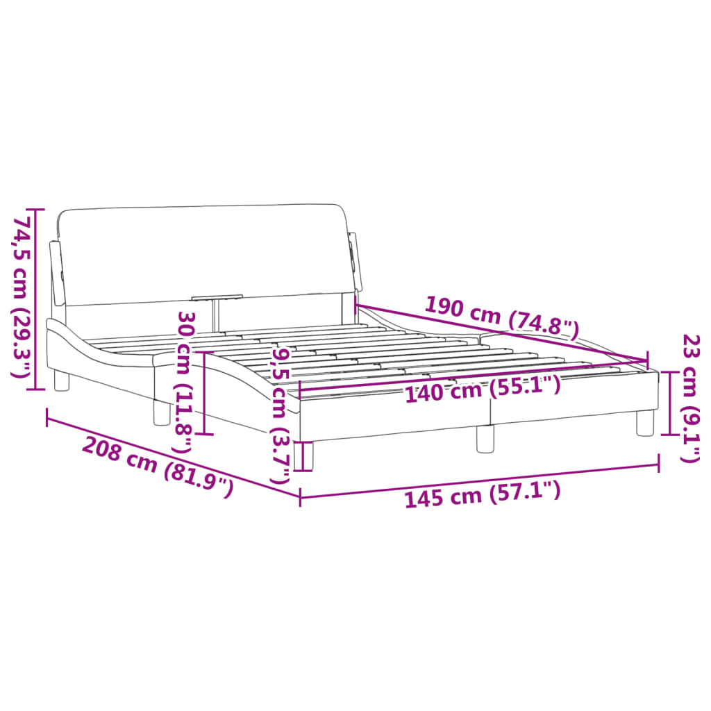 Bedframe "Dover" 140x190 cm fluweel donkergrijs is nu te koop bij PeponiXL, paradijselijk wonen!