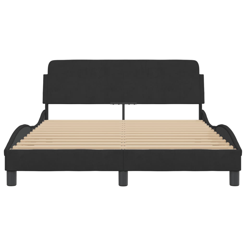 Bedframe "Dover" 140x190 cm fluweel zwart is nu te koop bij PeponiXL, paradijselijk wonen!
