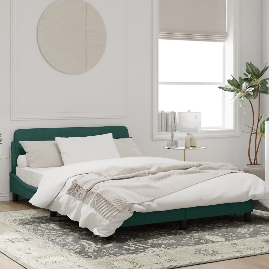 Bedframe "Dover" 140x190 cm fluweel donkergroen is nu te koop bij PeponiXL, paradijselijk wonen!