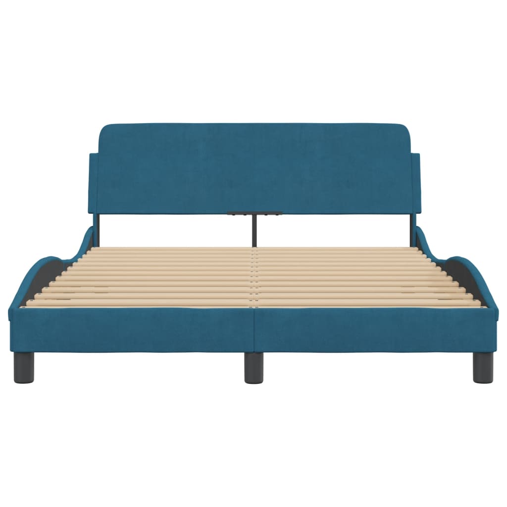 Bedframe met hoofdeinde "Dover" fluweel blauw 140x190 cm is nu te koop bij PeponiXL, paradijselijk wonen!