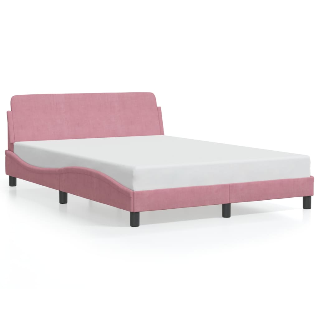 Bedframe met hoofdeinde "Dover" 140x190 cm fluweel roze is nu te koop bij PeponiXL, paradijselijk wonen!