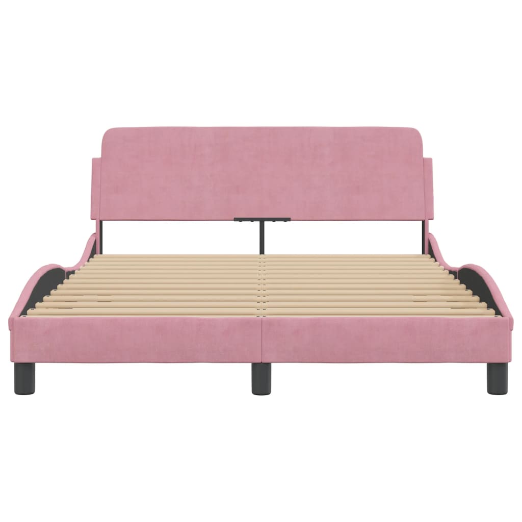 Bedframe met hoofdeinde "Dover" 140x190 cm fluweel roze is nu te koop bij PeponiXL, paradijselijk wonen!