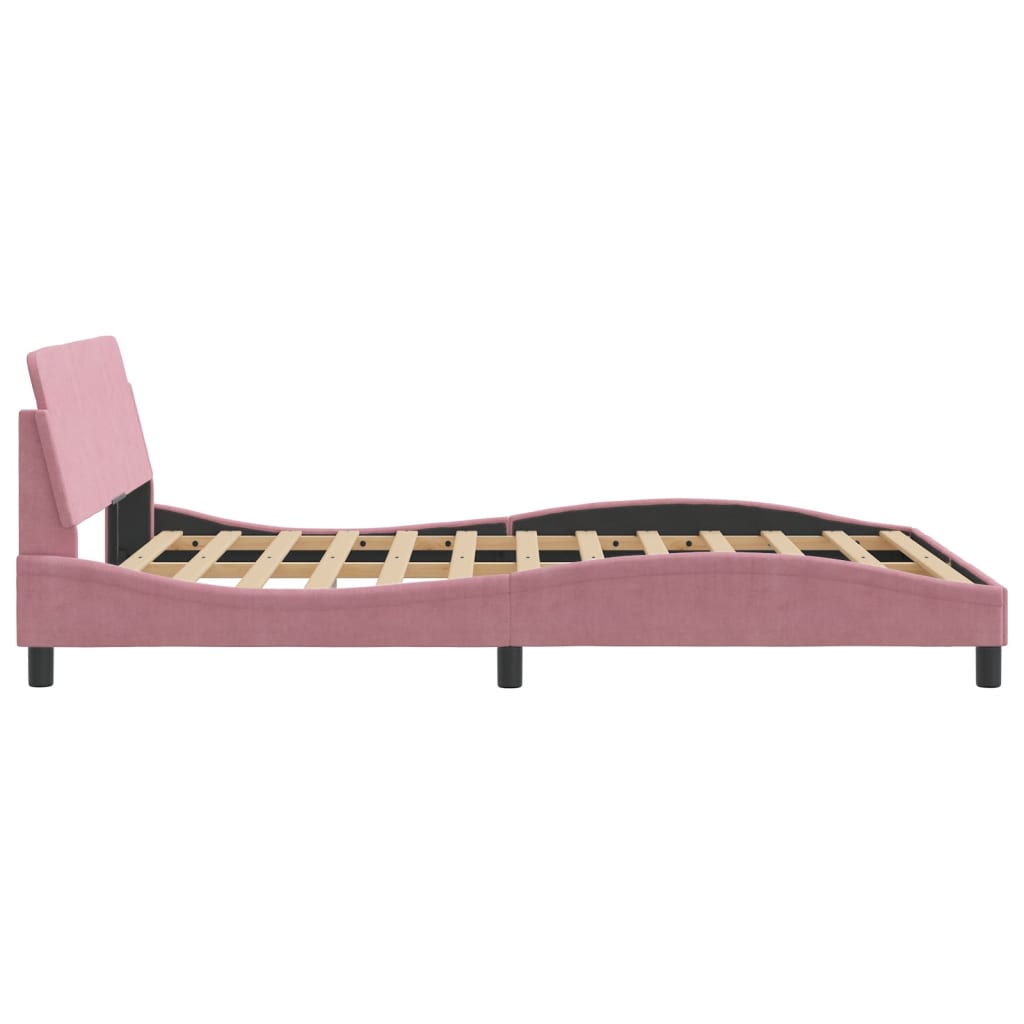 Bedframe met hoofdeinde "Dover" 140x190 cm fluweel roze is nu te koop bij PeponiXL, paradijselijk wonen!