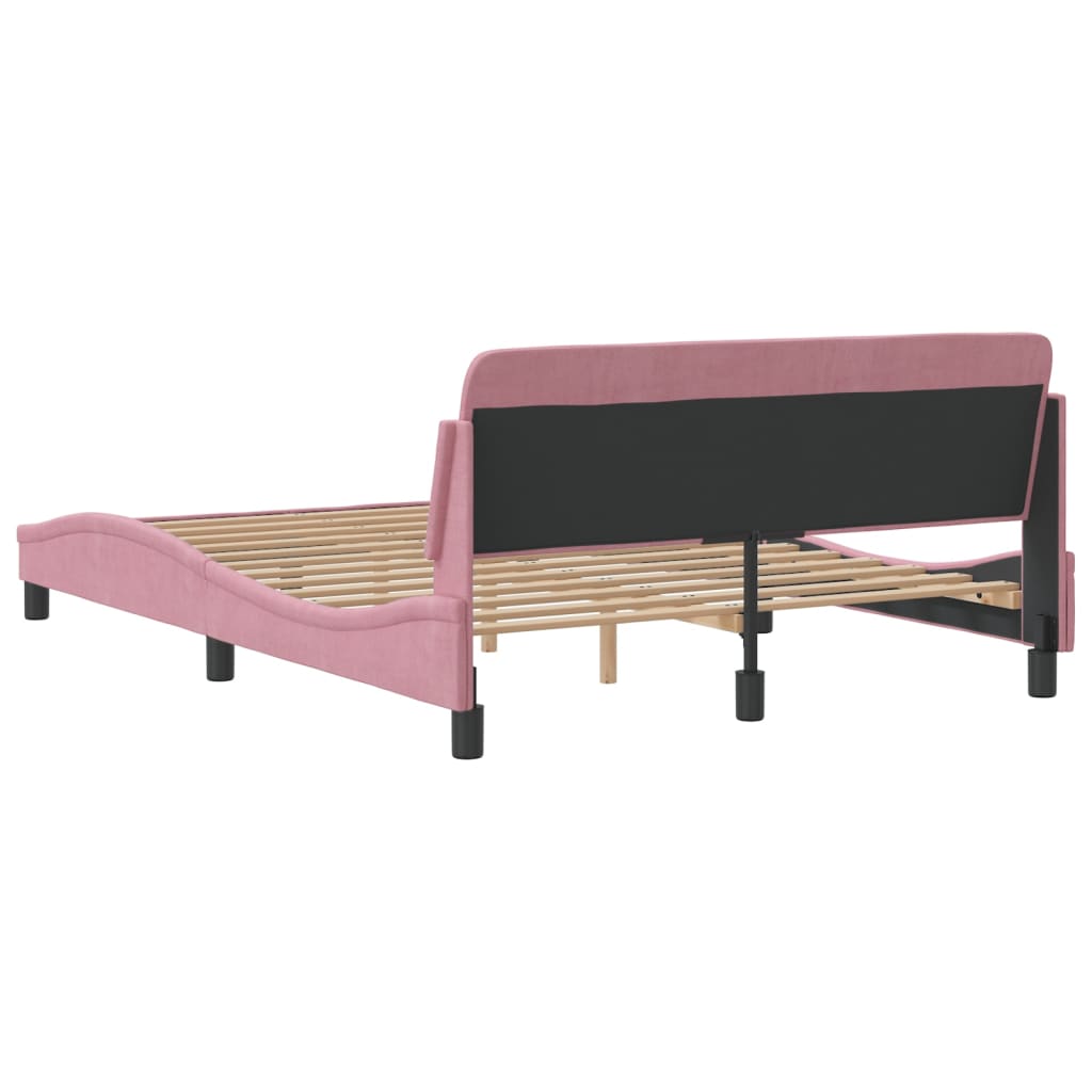 Bedframe met hoofdeinde "Dover" 140x190 cm fluweel roze is nu te koop bij PeponiXL, paradijselijk wonen!