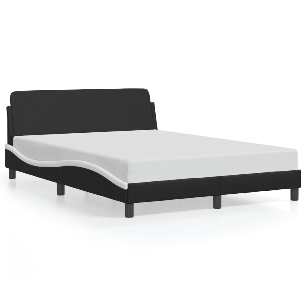 Bedframe "Dover" kunstleer zwart en wit 140x190 cm is nu te koop bij PeponiXL, paradijselijk wonen!