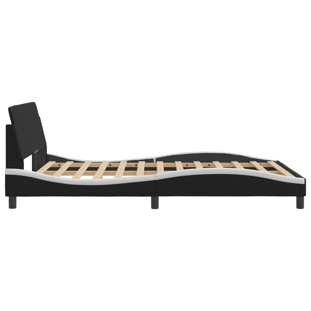 Bedframe "Dover" kunstleer zwart en wit 140x190 cm is nu te koop bij PeponiXL, paradijselijk wonen!