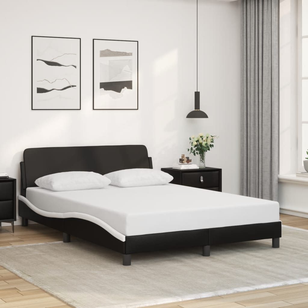Bedframe "Dover" kunstleer zwart en wit 140x190 cm is nu te koop bij PeponiXL, paradijselijk wonen!