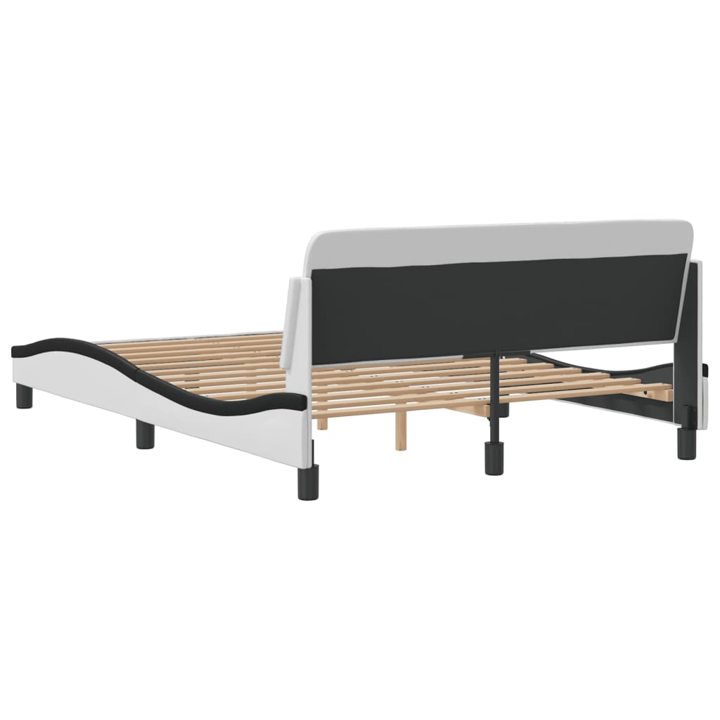 Bedframe "Dover" kunstleer wit en zwart 140x190 cm is nu te koop bij PeponiXL, paradijselijk wonen!