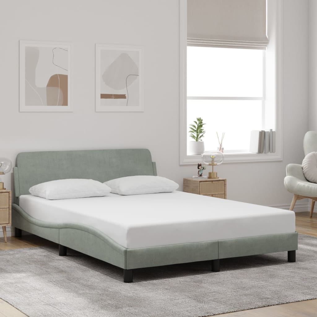 Bedframe "Dover" 140x200 cm fluweel lichtgrijs is nu te koop bij PeponiXL, paradijselijk wonen!