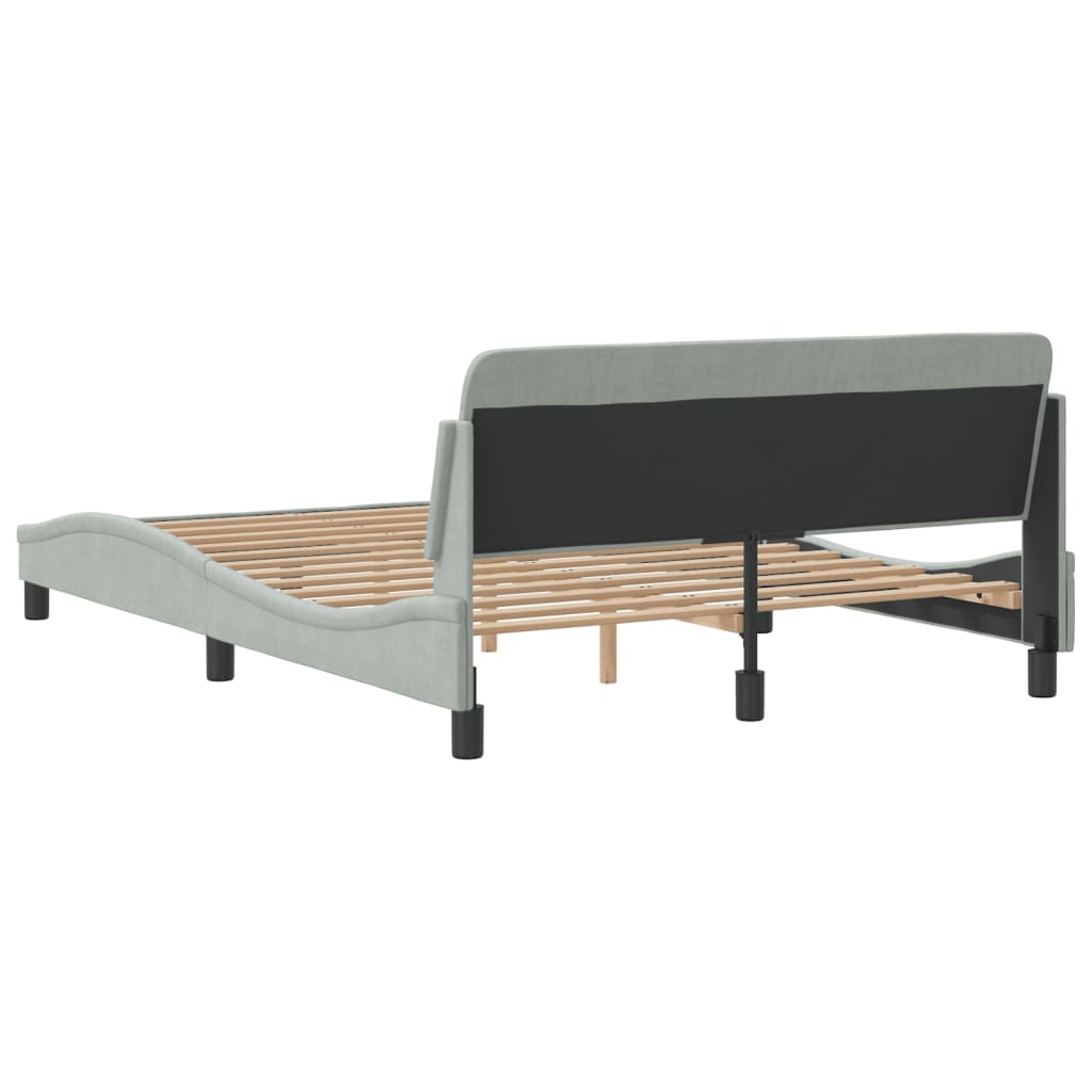 Bedframe "Dover" 140x200 cm fluweel lichtgrijs is nu te koop bij PeponiXL, paradijselijk wonen!