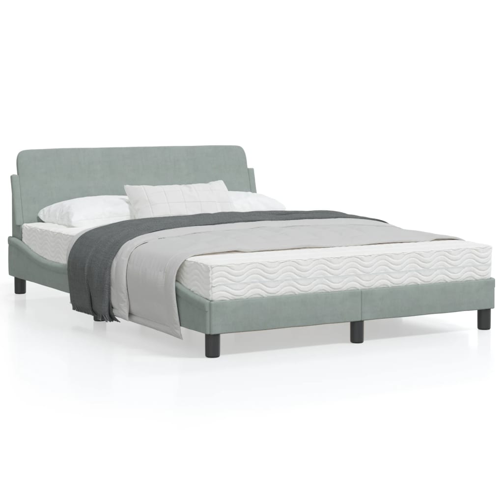 Bedframe "Dover" 140x200 cm fluweel lichtgrijs is nu te koop bij PeponiXL, paradijselijk wonen!