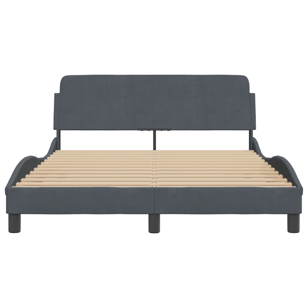 Bedframe "Dover" 140x200 cm fluweel donkergrijs is nu te koop bij PeponiXL, paradijselijk wonen!