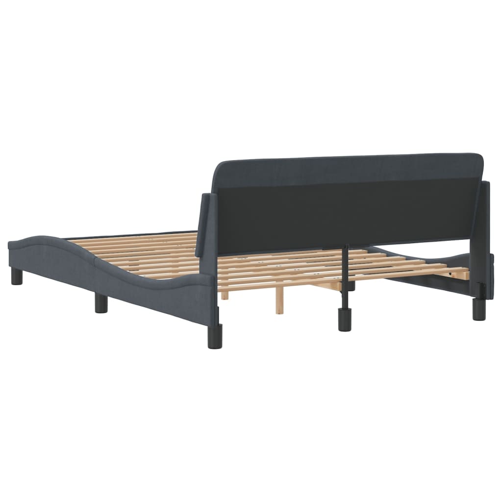 Bedframe "Dover" 140x200 cm fluweel donkergrijs is nu te koop bij PeponiXL, paradijselijk wonen!