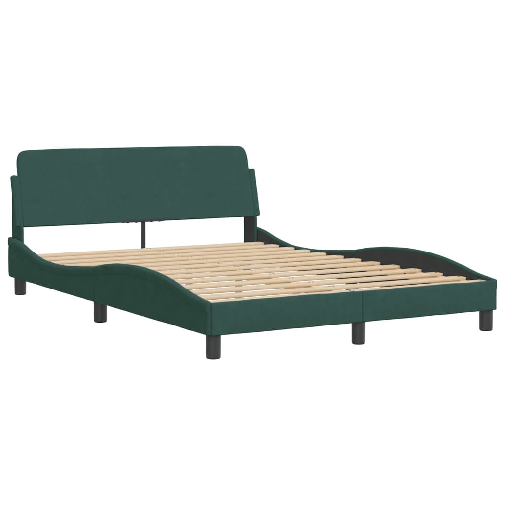 Bedframe "Dover" 140x200 cm fluweel donkergroen is nu te koop bij PeponiXL, paradijselijk wonen!