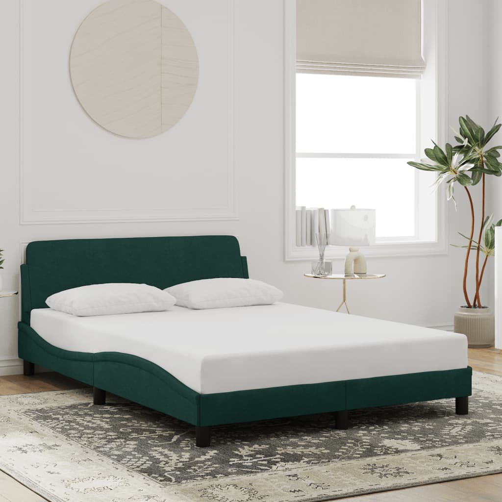 Bedframe "Dover" 140x200 cm fluweel donkergroen is nu te koop bij PeponiXL, paradijselijk wonen!