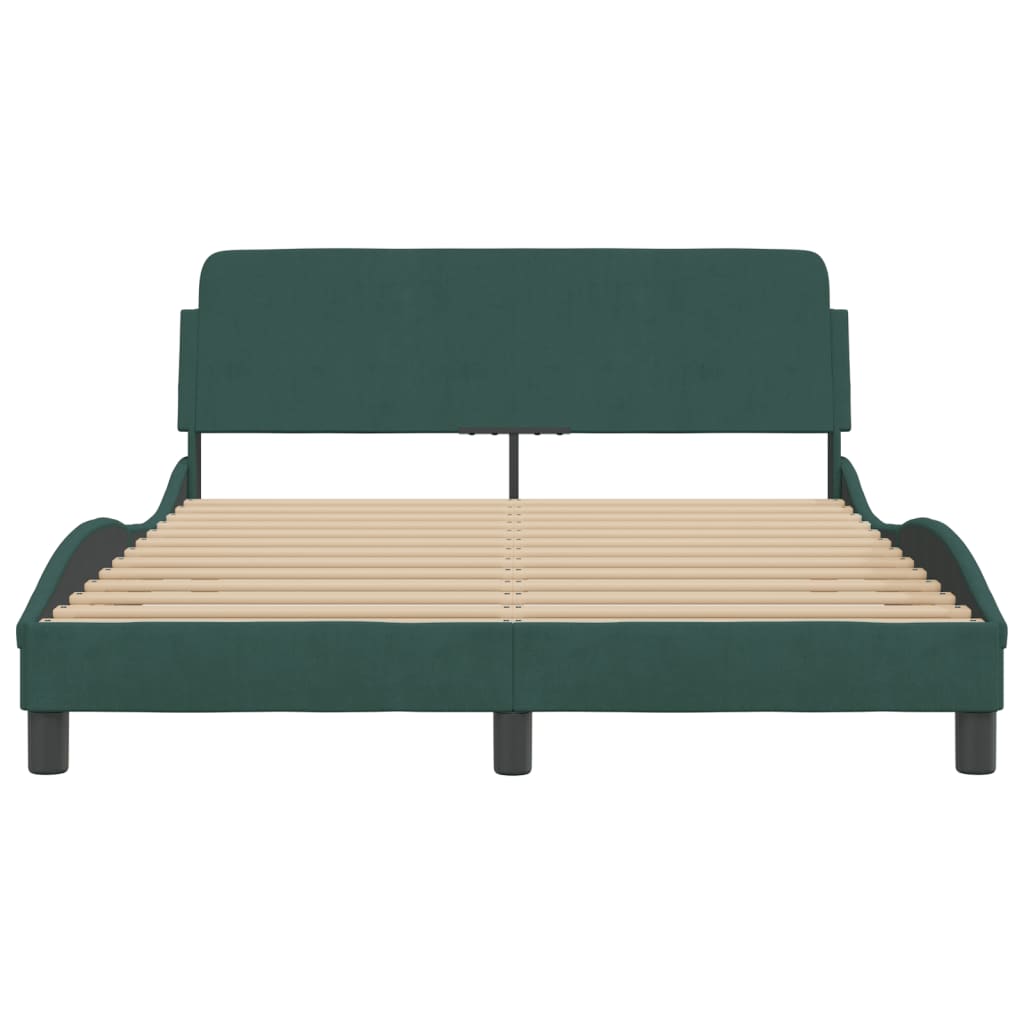 Bedframe "Dover" 140x200 cm fluweel donkergroen is nu te koop bij PeponiXL, paradijselijk wonen!