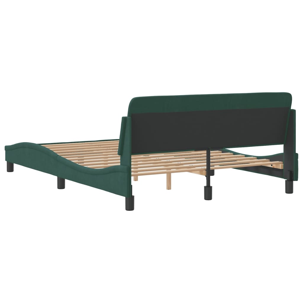 Bedframe "Dover" 140x200 cm fluweel donkergroen is nu te koop bij PeponiXL, paradijselijk wonen!