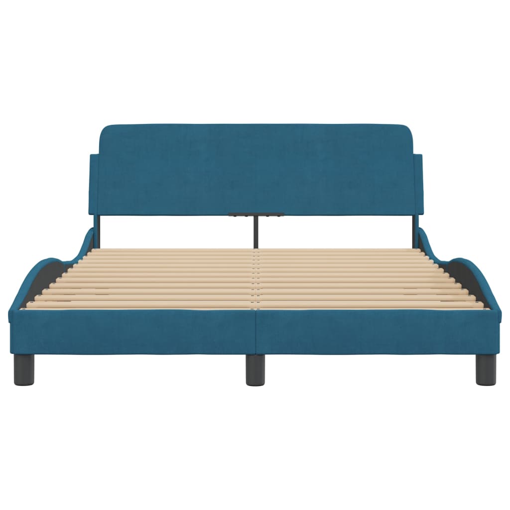 Bedframe met hoofdeinde "Dover" fluweel blauw 140x200 cm is nu te koop bij PeponiXL, paradijselijk wonen!
