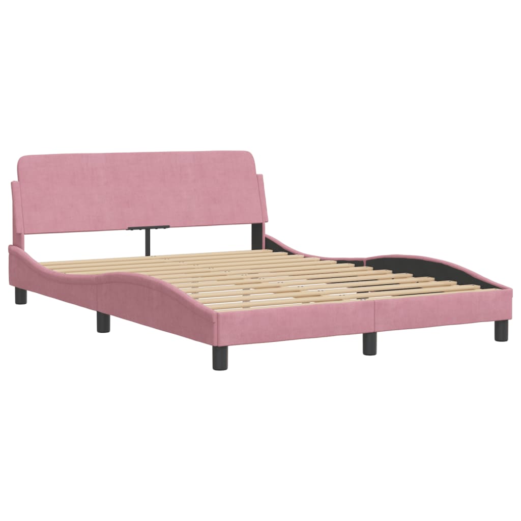 Bedframe met hoofdeinde "Dover" 140x200 cm fluweel roze is nu te koop bij PeponiXL, paradijselijk wonen!