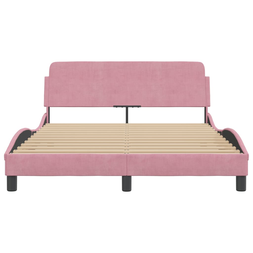 Bedframe met hoofdeinde "Dover" 140x200 cm fluweel roze is nu te koop bij PeponiXL, paradijselijk wonen!
