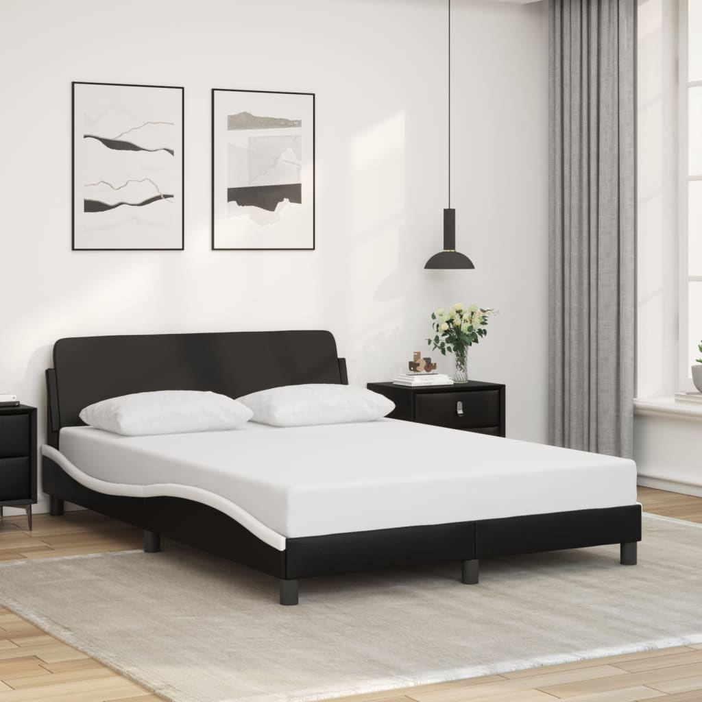 Bedframe "Dover" kunstleer zwart en wit 140x200 cm is nu te koop bij PeponiXL, paradijselijk wonen!
