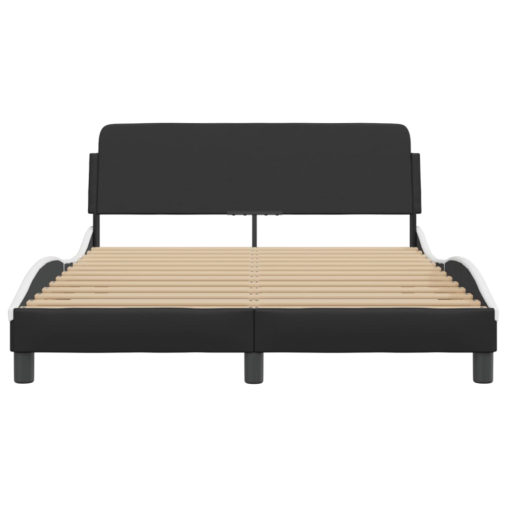 Bedframe "Dover" kunstleer zwart en wit 140x200 cm is nu te koop bij PeponiXL, paradijselijk wonen!