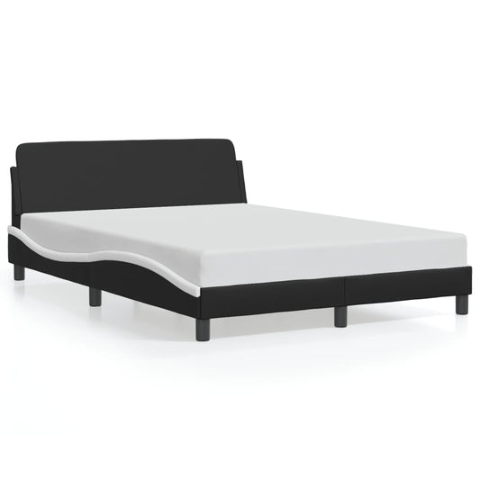 Bedframe "Dover" kunstleer zwart en wit 140x200 cm is nu te koop bij PeponiXL, paradijselijk wonen!
