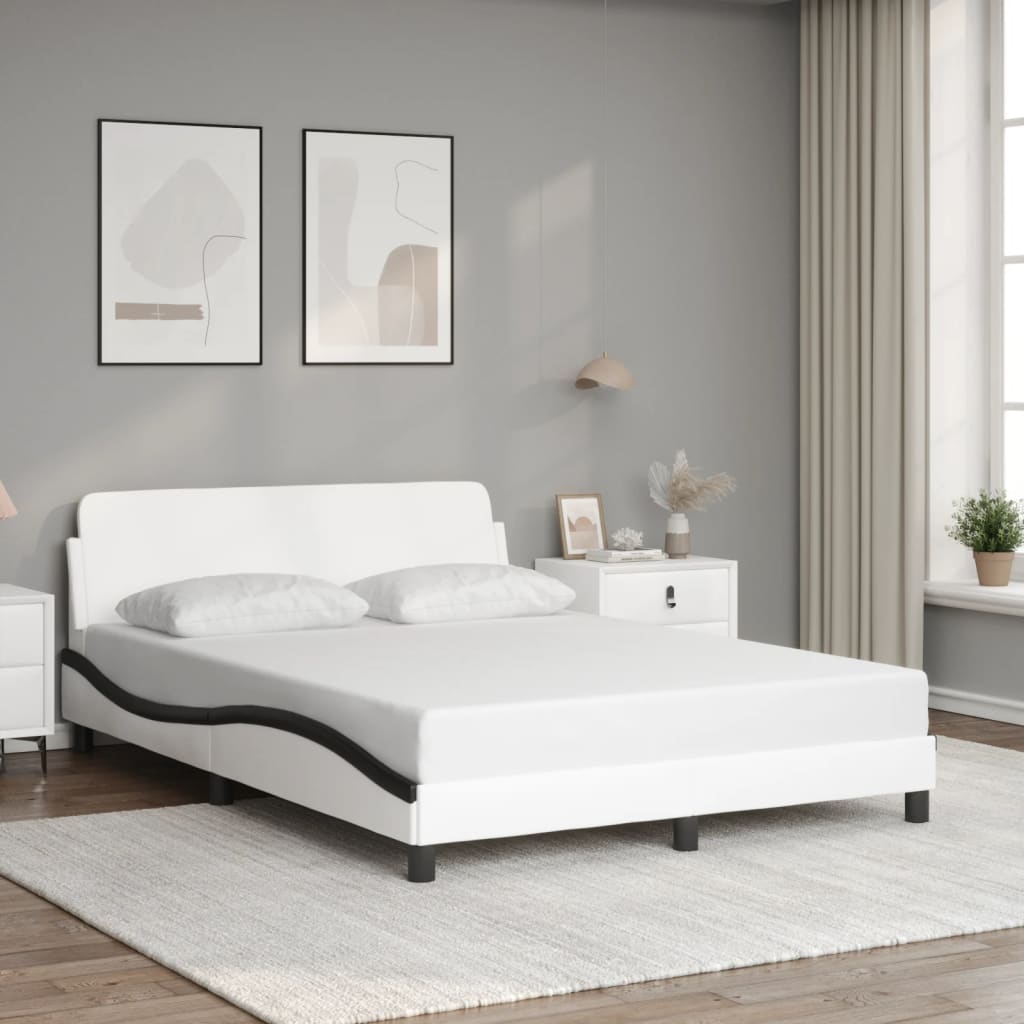 Bedframe "Dover" kunstleer zwart en wit 140x200 cm is nu te koop bij PeponiXL, paradijselijk wonen!
