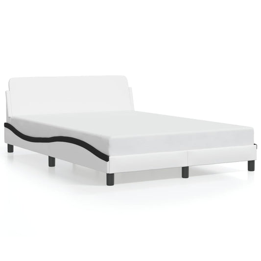 Bedframe "Dover" kunstleer zwart en wit 140x200 cm is nu te koop bij PeponiXL, paradijselijk wonen!