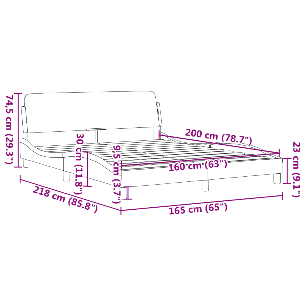 Bedframe met hoofdeinde "Dover" 160x200 cm stof blauw is nu te koop bij PeponiXL, paradijselijk wonen!
