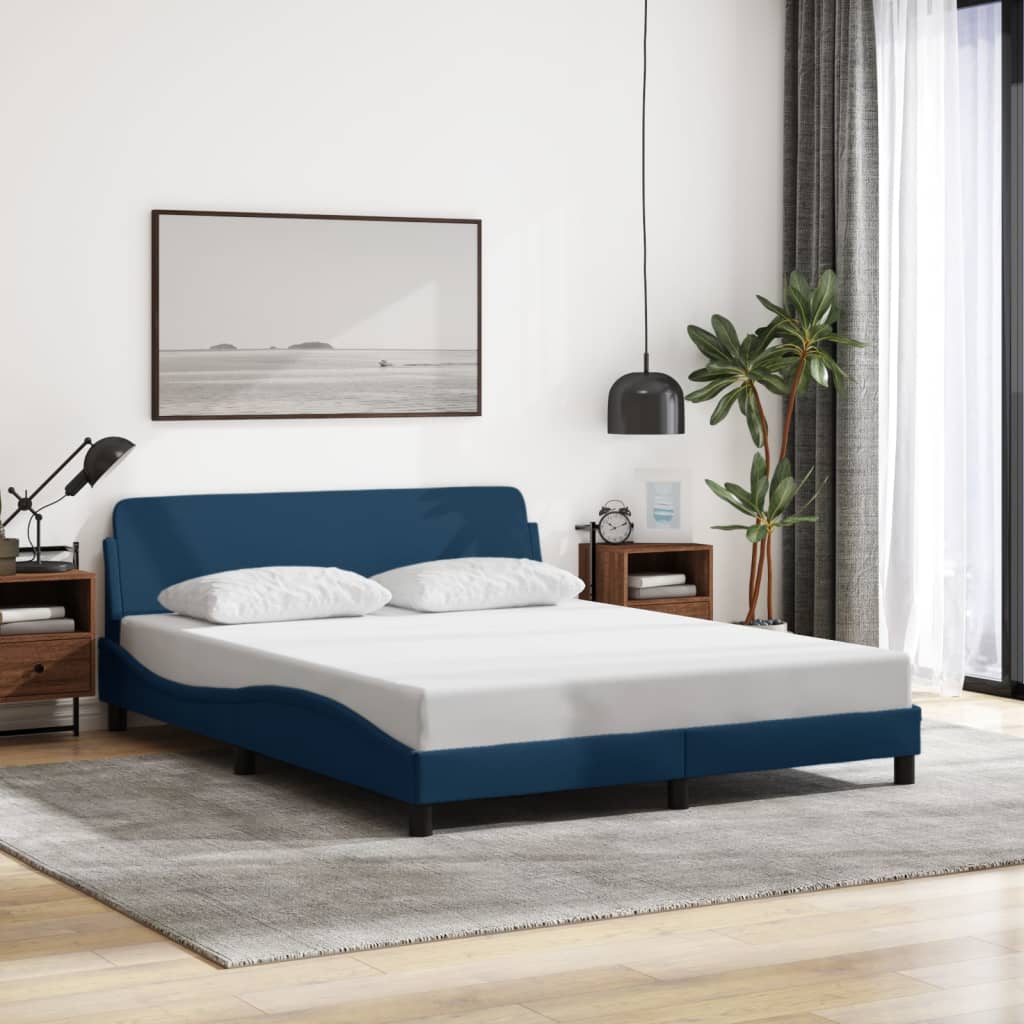 Bedframe met hoofdeinde "Dover" 160x200 cm stof blauw is nu te koop bij PeponiXL, paradijselijk wonen!