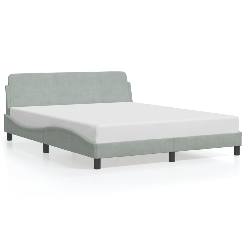 Bedframe "Dover" 160x200 cm fluweel lichtgrijs is nu te koop bij PeponiXL, paradijselijk wonen!