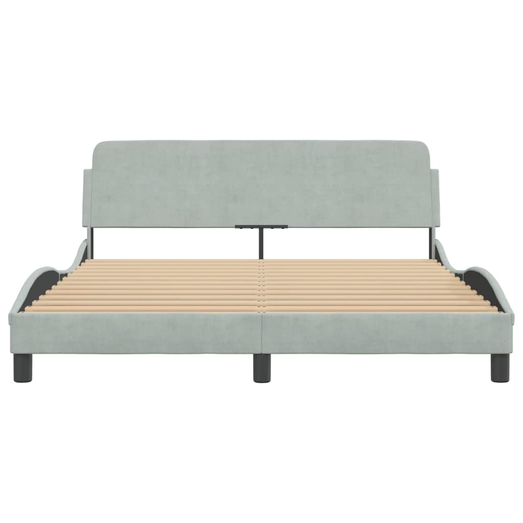 Bedframe "Dover" 160x200 cm fluweel lichtgrijs is nu te koop bij PeponiXL, paradijselijk wonen!