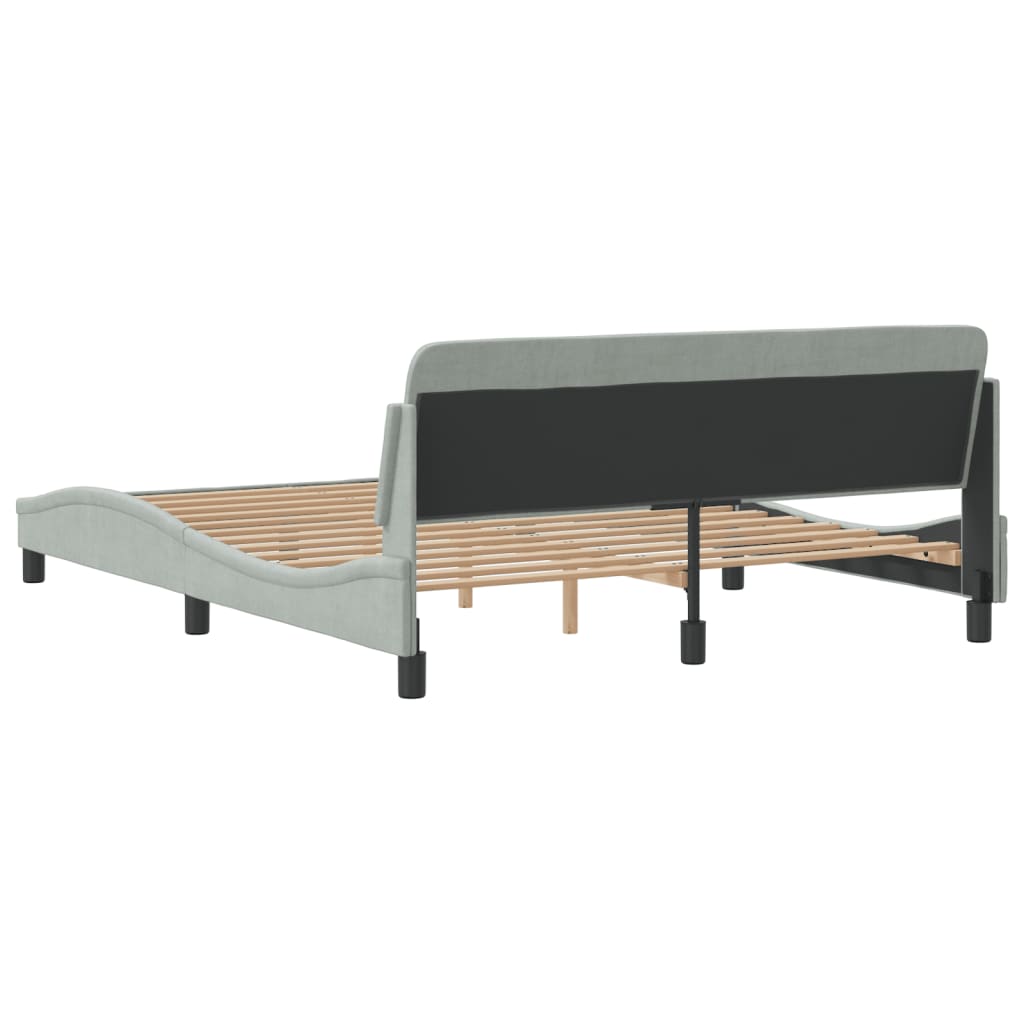 Bedframe "Dover" 160x200 cm fluweel lichtgrijs is nu te koop bij PeponiXL, paradijselijk wonen!
