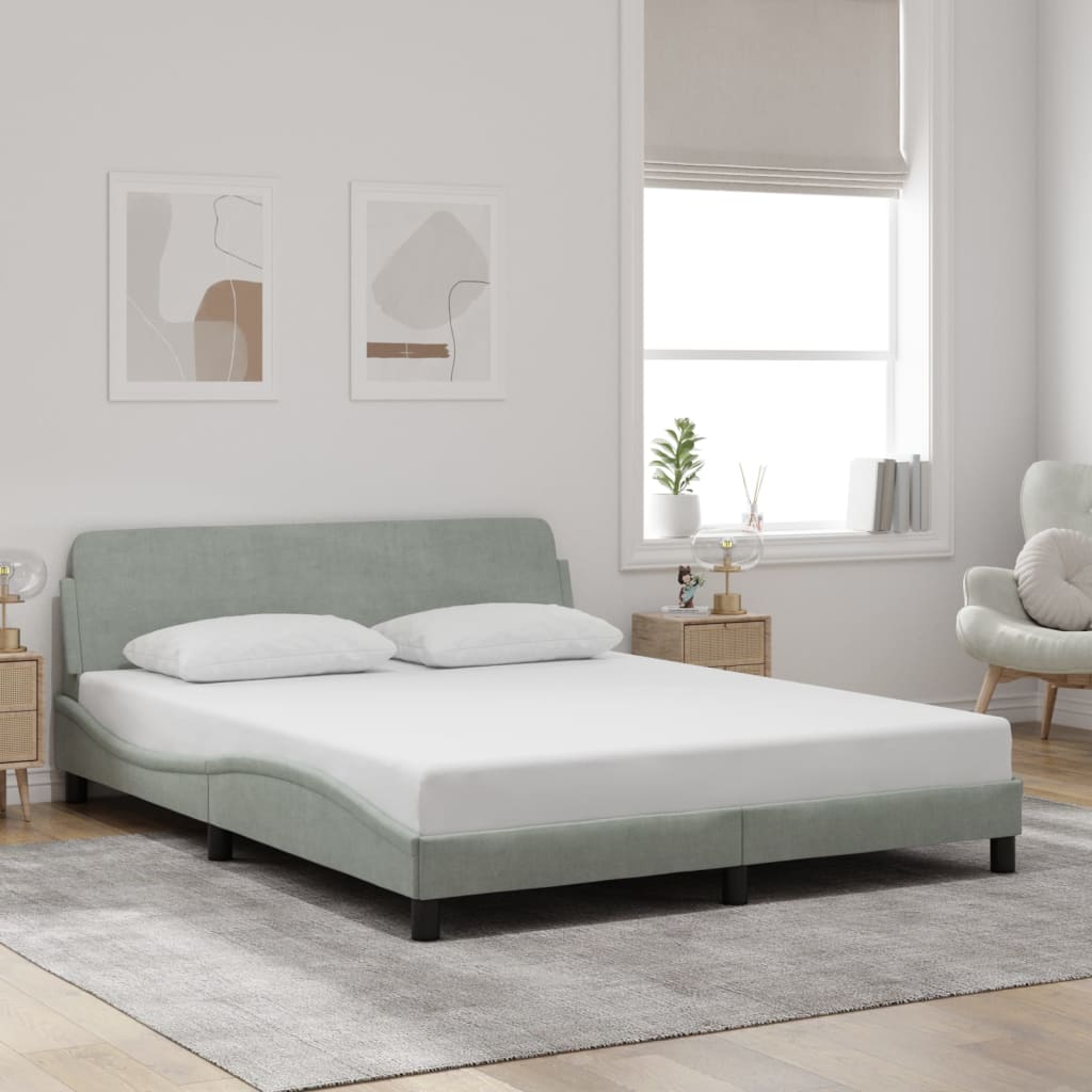 Bedframe "Dover" 160x200 cm fluweel lichtgrijs is nu te koop bij PeponiXL, paradijselijk wonen!