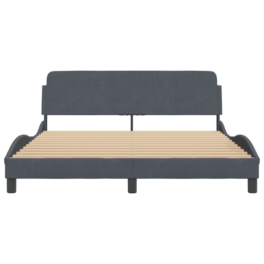Bedframe "Dover" 160x200 cm fluweel donkergrijs is nu te koop bij PeponiXL, paradijselijk wonen!