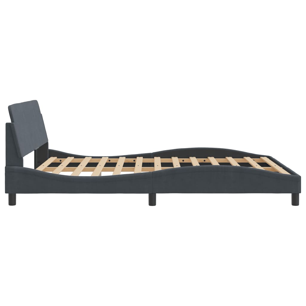 Bedframe "Dover" 160x200 cm fluweel donkergrijs is nu te koop bij PeponiXL, paradijselijk wonen!