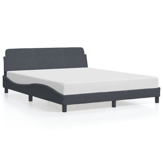 Bedframe "Dover" 160x200 cm fluweel donkergrijs is nu te koop bij PeponiXL, paradijselijk wonen!