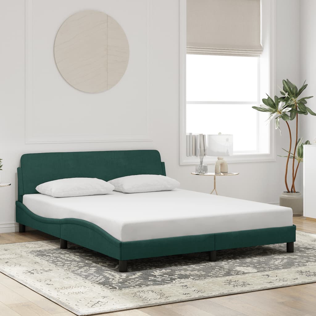 Bedframe "Dover" 160x200 cm fluweel donkergroen is nu te koop bij PeponiXL, paradijselijk wonen!